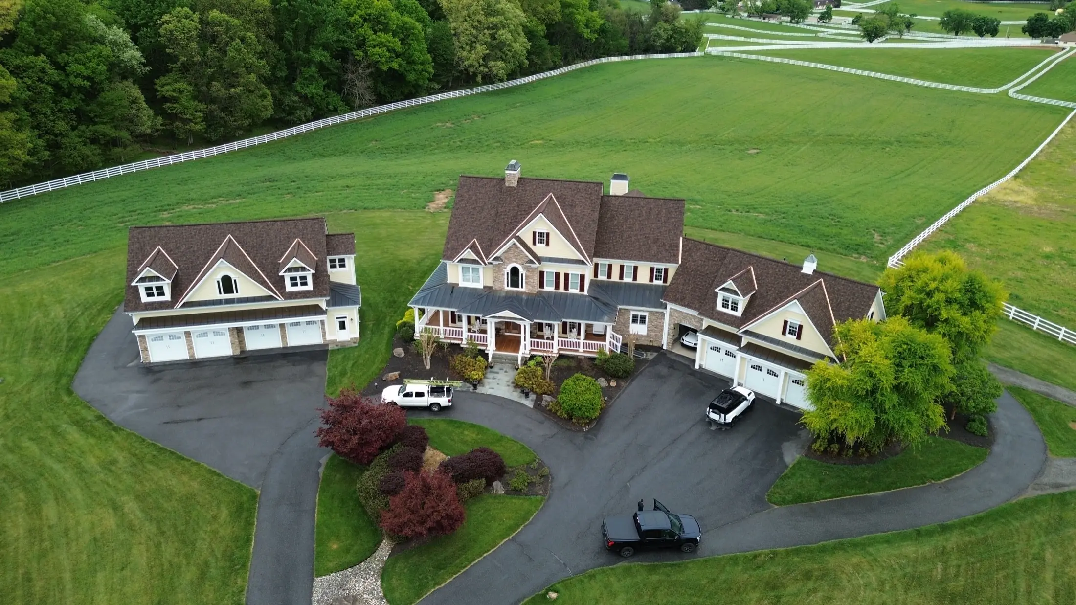 Aerial photo gallery of Supreme Restorations residential roofing and storm restoration projects across Maryland and Florida